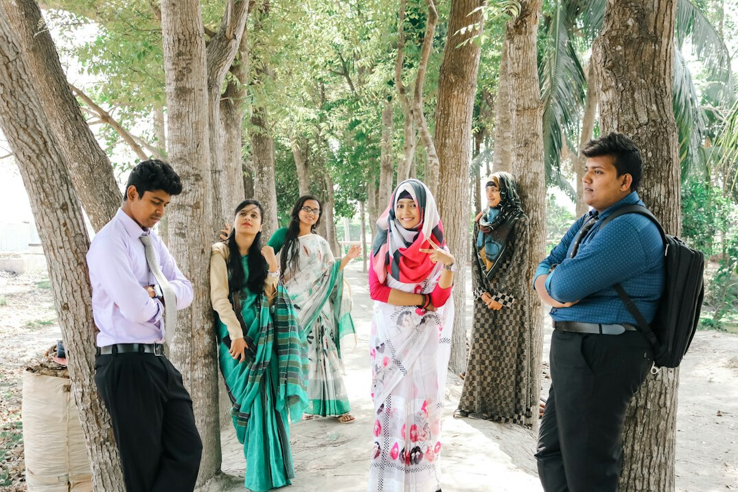 group of locals talking