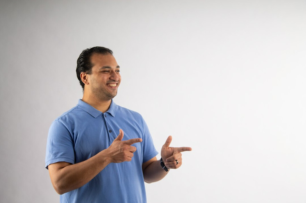 man telling personal story