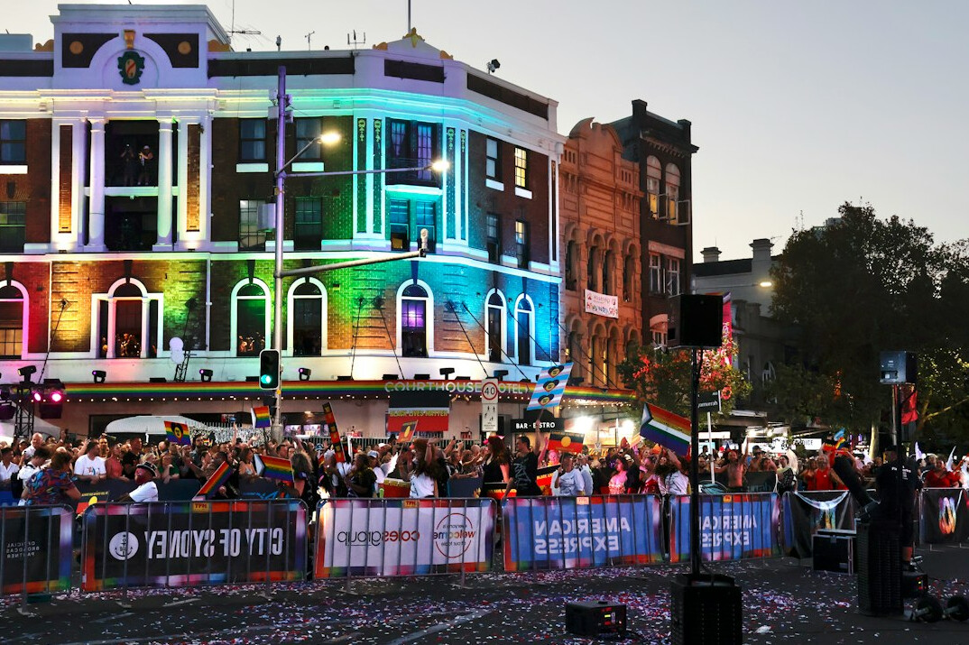 community gathering in city